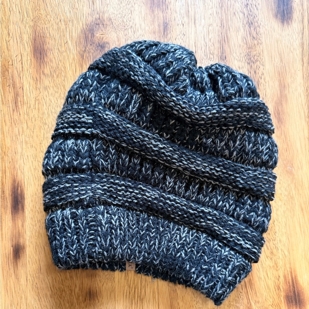 Cozy Knit Beanie in Black and Gray